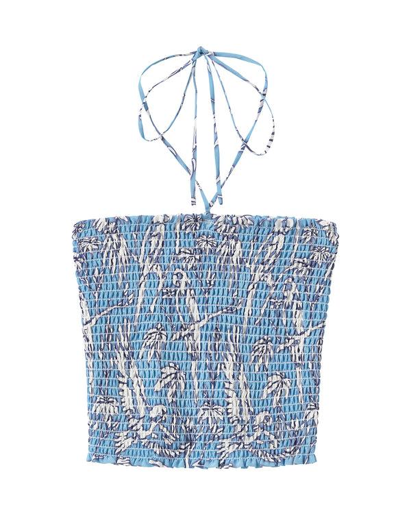 Pink House Mustique Silk Ruffle Bandeau Top PARROT