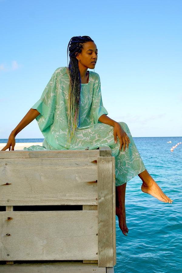 pink house mustique Silk Samantha Kaftan PROTEA