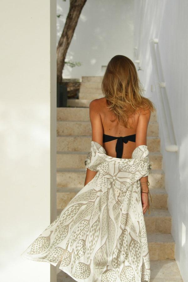 pink house mustique Silk Shirt Dress LEAVES