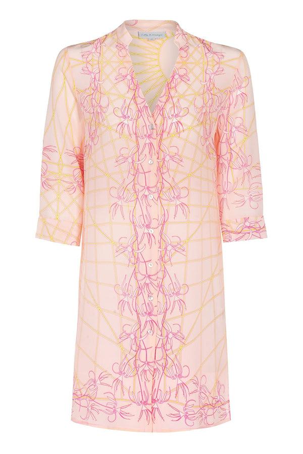 Pink House Mustique Silk Shirt Dress SPIDERLILY