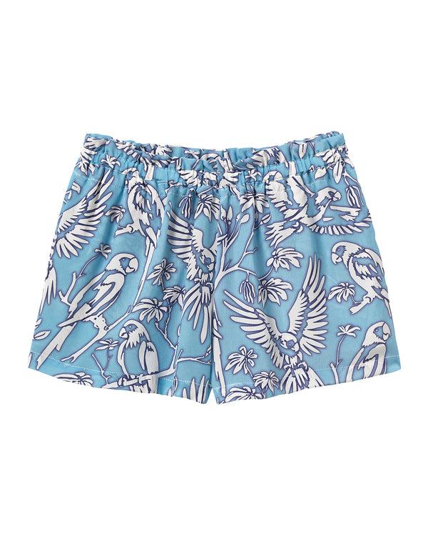 Pink House Mustique Silk Shorts PARROT
