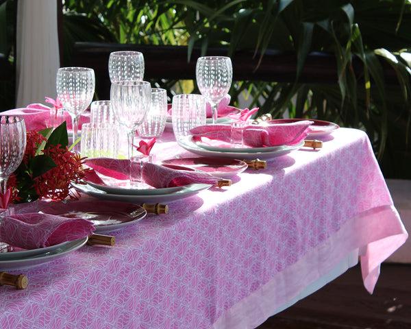 Pink House Mustique Tablecloth & Napkin Set SHELLTOP