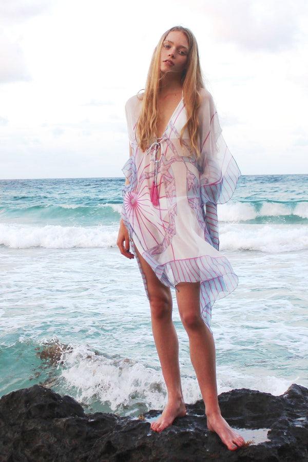 Pink House Mustique Silk Chiffon Cosima Kaftan BICYCLE