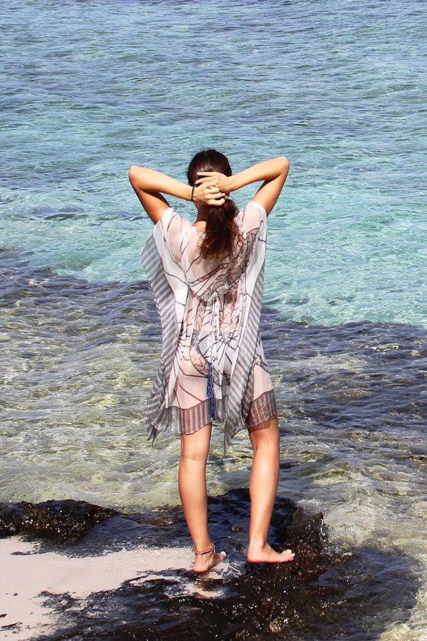 Pink House Mustique Silk Chiffon Cosima Kaftan BICYCLE