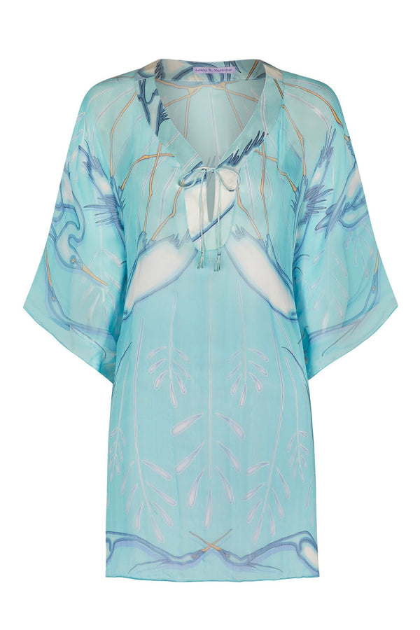 Pink House Mustique Silk Chiffon Cosima Kaftan EGRET