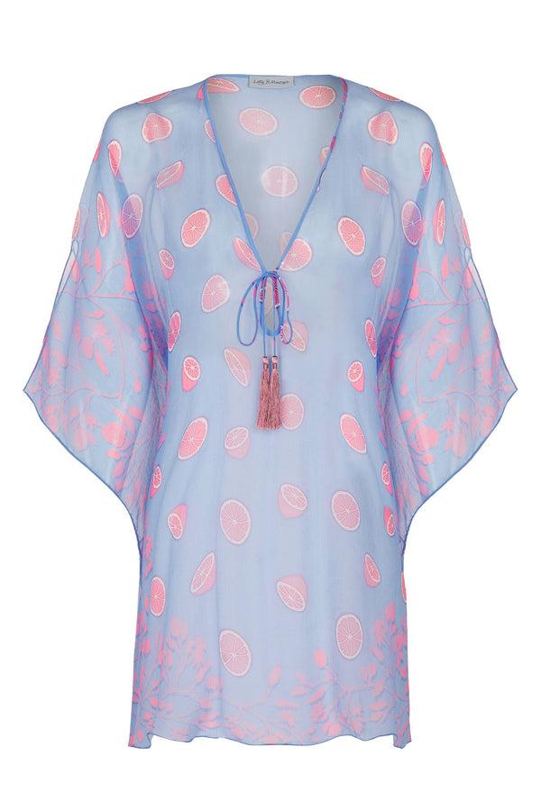 Pink House Mustique Silk Chiffon Cosima Kaftan LIME TREE
