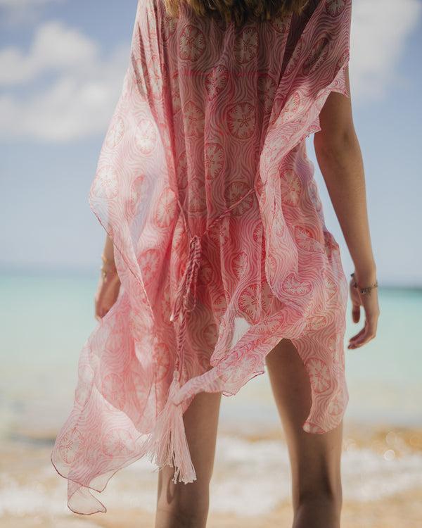 Pink House Mustique Silk Chiffon Cosima Kaftan SAND DOLLAR