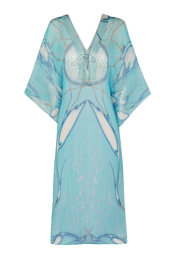 Pink House Mustique Silk Chiffon Ellie Kaftan EGRET