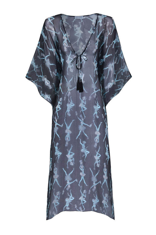 Pink House Mustique Silk Chiffon Ellie Kaftan FRUIT PUNCH