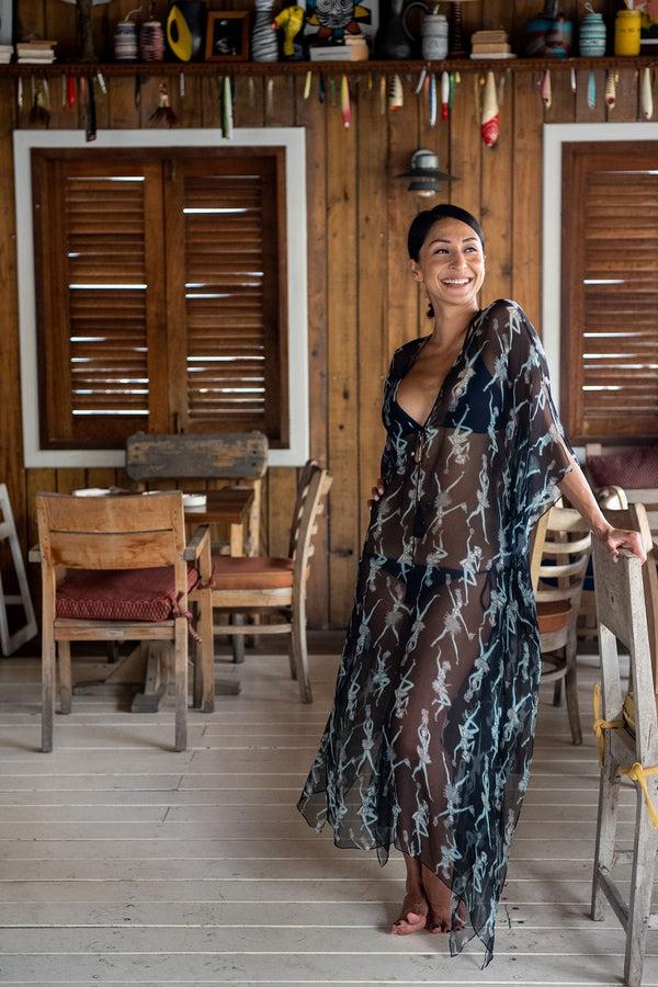 Pink House Mustique Silk Chiffon Ellie Kaftan FRUIT PUNCH