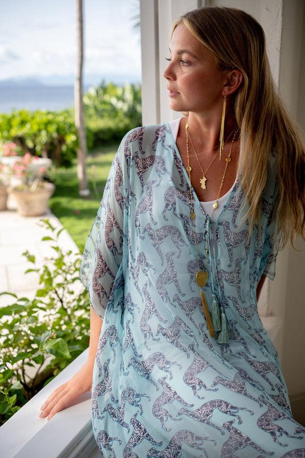 Pink House Mustique Silk Chiffon Ellie Kaftan LURCHER