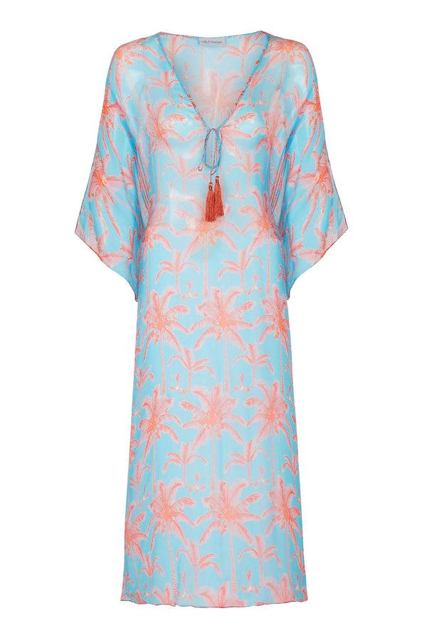Pink House Mustique Silk Chiffon Ellie Kaftan PLANTATION