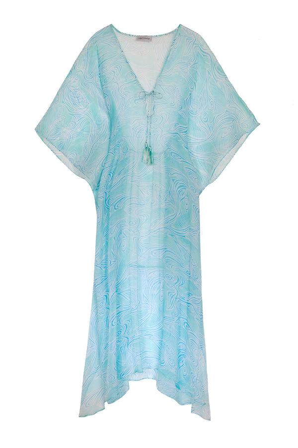 Pink House Mustique Silk Chiffon Ellie Kaftan WHALE