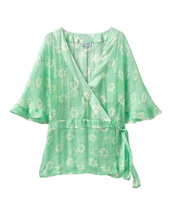 Pink House Mustique Silk Chiffon Kimono SAND DOLLAR