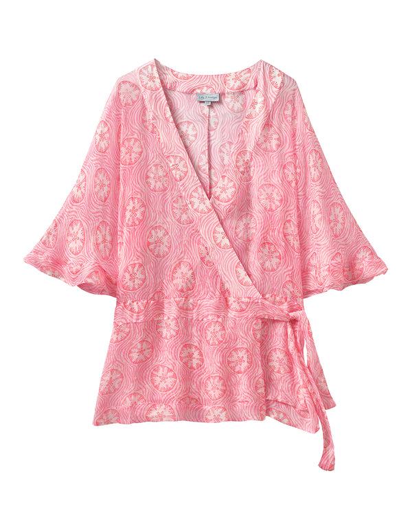 Pink House Mustique Silk Chiffon Kimono SAND DOLLAR REPEAT