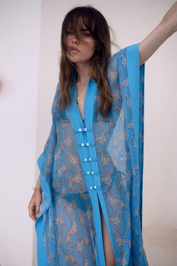 Pink House Mustique Silk Chiffon Long Jade Poncho LURCHER