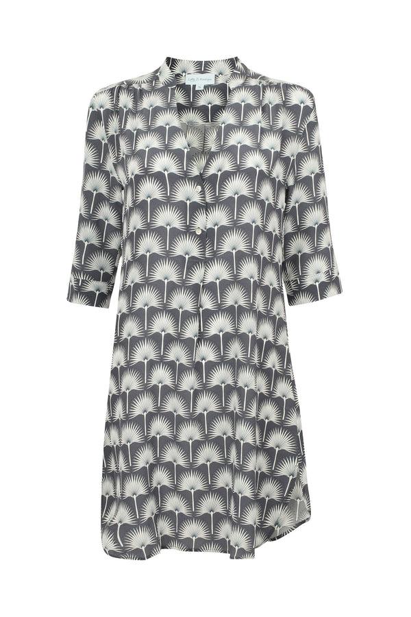 Pink House Mustique Silk Decima Dress SINGLE PALM REPEAT