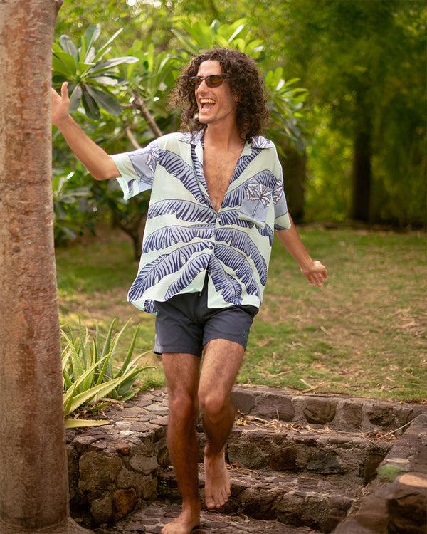 Pink House Mustique Silk Festival Shirt BANANA TREE