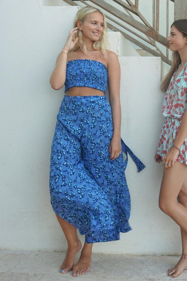 Pink House Mustique Silk Gabija Palazzo Pants FLAMBOYANT FLOWER