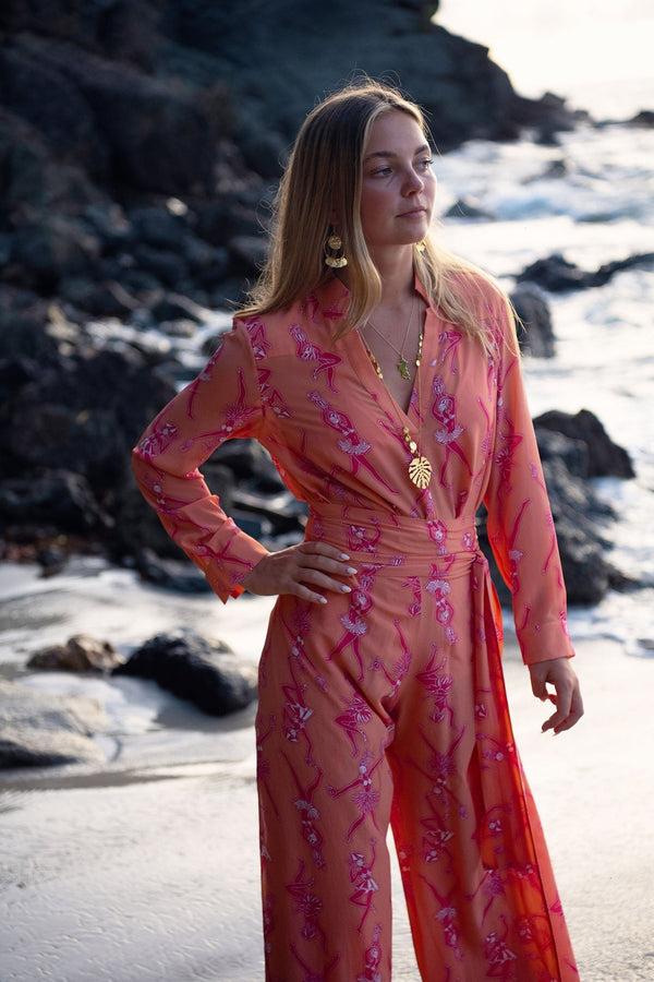 Pink House Mustique Silk Gabija Palazzo Pants FRUIT PUNCH