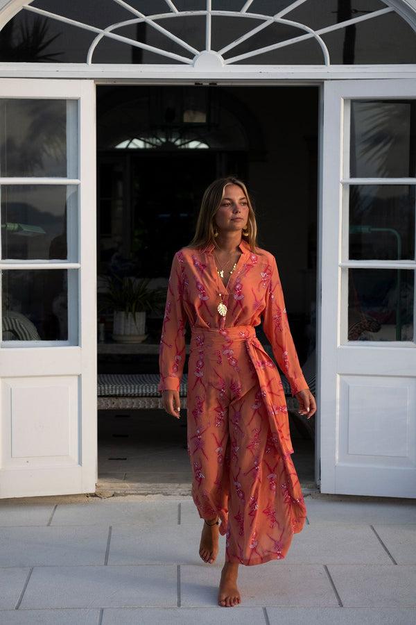 Pink House Mustique Silk Gabija Palazzo Pants FRUIT PUNCH