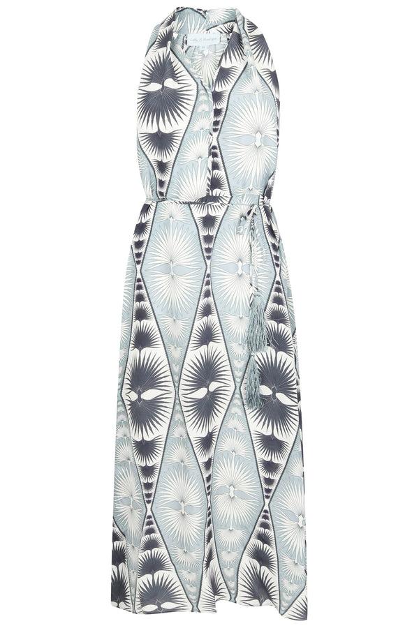 Pink House Mustique Silk Jemima Dress FAN PALM REPEAT