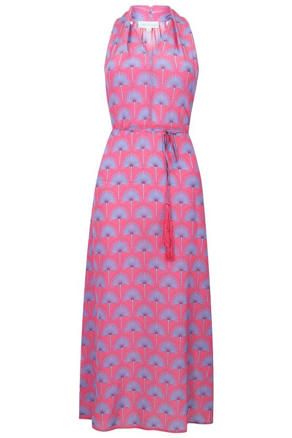 Pink House Mustique Silk Jemima Dress SINGLE PALM REPEAT