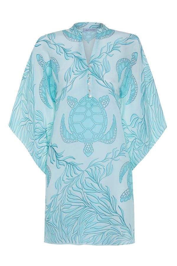 Pink House Mustique Silk Lotty Kaftan TURTLE TRELLIS