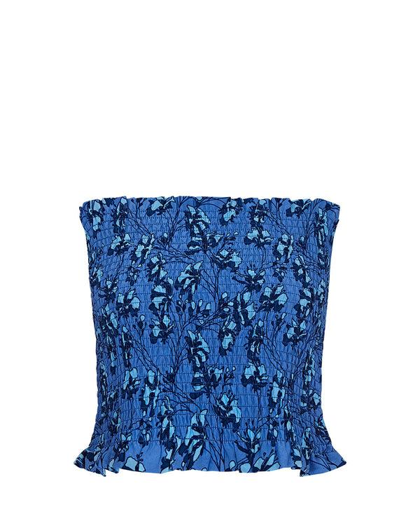 Pink House Mustique Silk Ruffle Bandeau Top FLAMBOYANT FLOWER