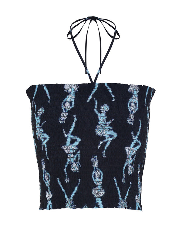 Pink House Mustique Silk Ruffle Bandeau Top FRUIT PUNCH