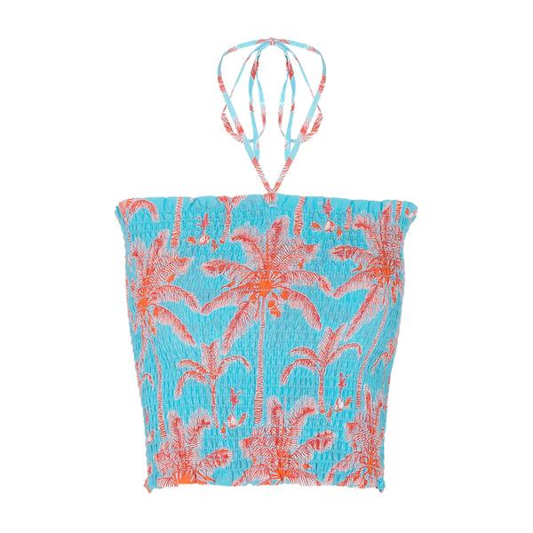 Pink House Mustique Silk Ruffle Bandeau Top PLANTATION