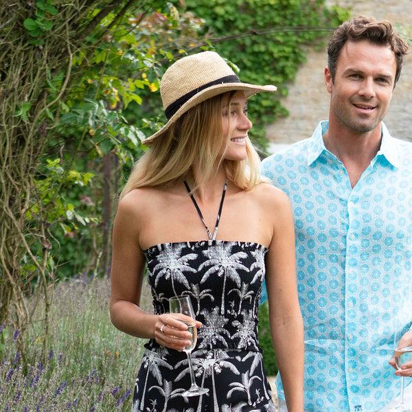 pink house mustique Silk Ruffle Bandeau Top PLANTATION