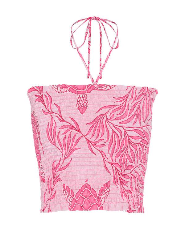 Pink House Mustique Silk Ruffle Bandeau Top TURTLE TRELLIS