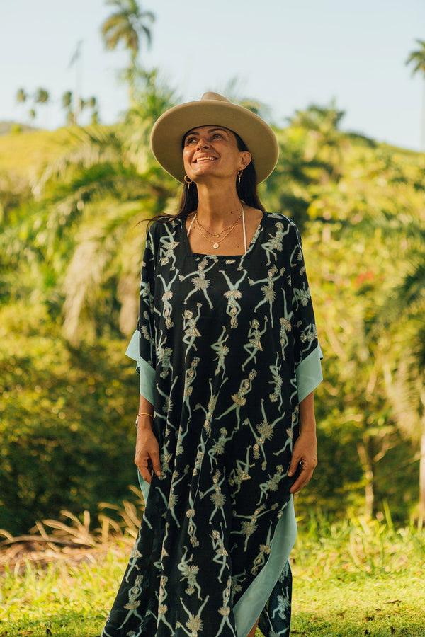 pink house mustique Silk Samantha Kaftan FRUIT PUNCH