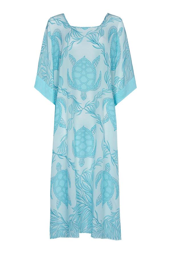Pink House Mustique Silk Samantha Kaftan TURTLE TRELLIS