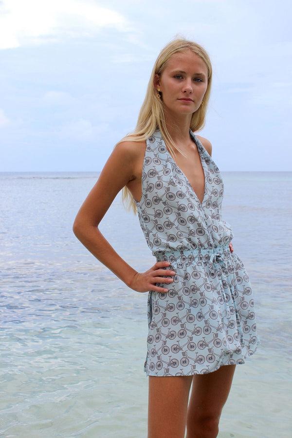 Pink House Mustique Silk Short Halter Dress BICYCLE