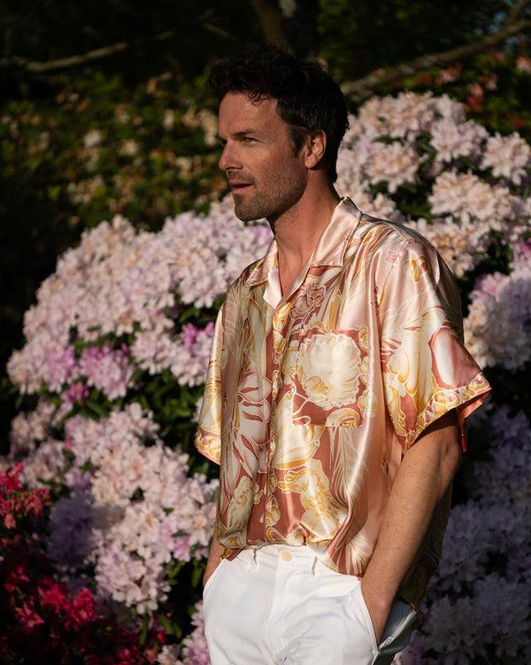 Pink House Mustique Silk Vintage Scarf Shirt SEA LIFE