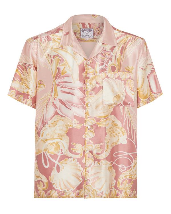 pink house mustique Silk Vintage Scarf Shirt SEA LIFE