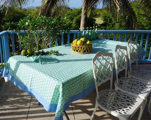 Pink House Mustique Tablecloth & Napkin Set LIME SLICE