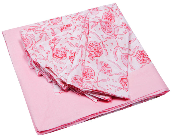 Pink House Mustique Tablecloth & Napkin Set POMEGRANATE