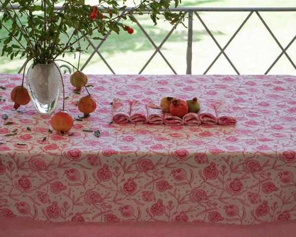 Pink House Mustique Tablecloth & Napkin Set POMEGRANATE