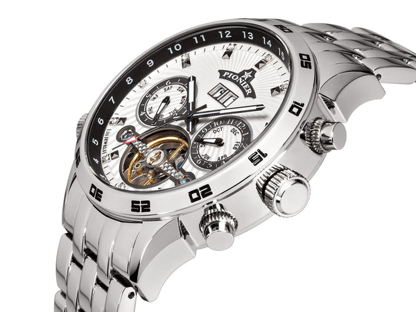 Pionier Automatic Calendar Florida Diamonds By Pionier Germany GM-505-4 | Silver |
