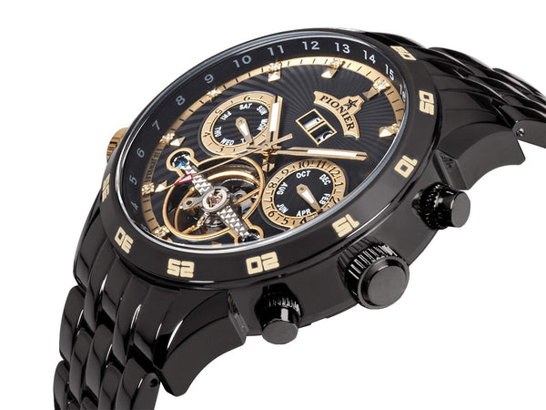 Pionier Automatic Calendar Florida Diamonds By Pionier Germany GM-505-6 | Black |