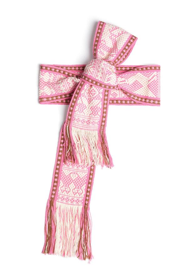 Pippa Holt Belt No.1 Hand Woven Wide Pink And White Belt