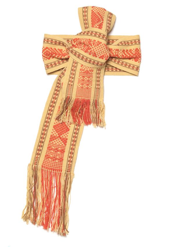 Pippa Holt Belt No.26 Hand Woven Wide Peach Colour/brown And Pink Belt