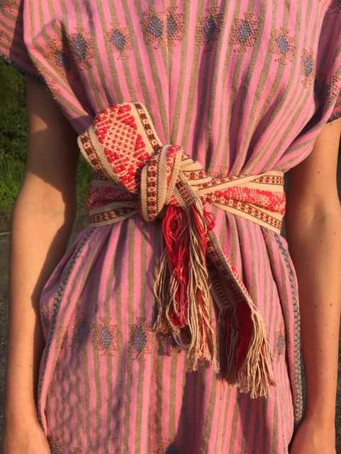 pippa holt Belt No.26 Hand woven wide peach colour/brown and pink belt