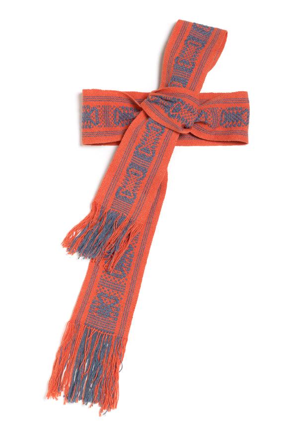 Pippa Holt Belt No.40 Hand Woven Wide Watermelon And Blue Belt