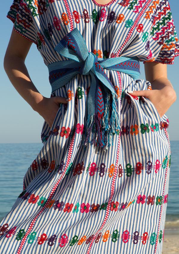 pippa holt Belt No.5 Hand woven wide blue and white and purple and red belt pippa holt Belt No.5 Hand woven wide blue and white and purple and red belt