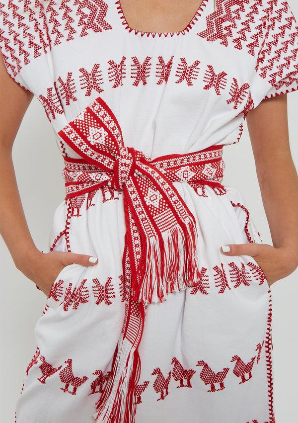 pippa holt Belt No.7 Handwoven burgundy and white belt