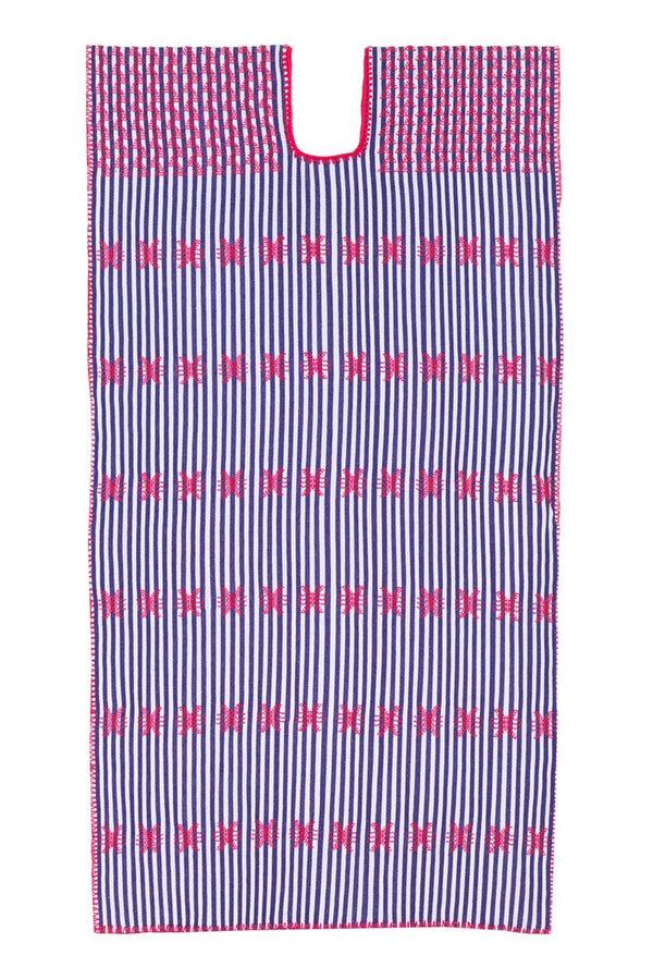 Pippa Holt Children's Kaftan No.17 Single Panel Children's Kaftan In Purple And White Stripe With Hot Pink Design